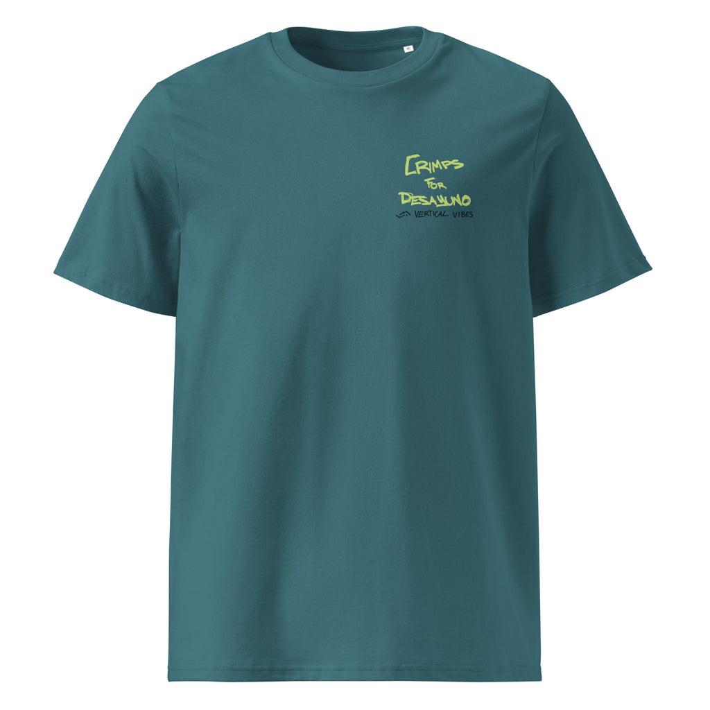 Product mockup Blue Crimps for desayuno T-shirt vertcial vibes 