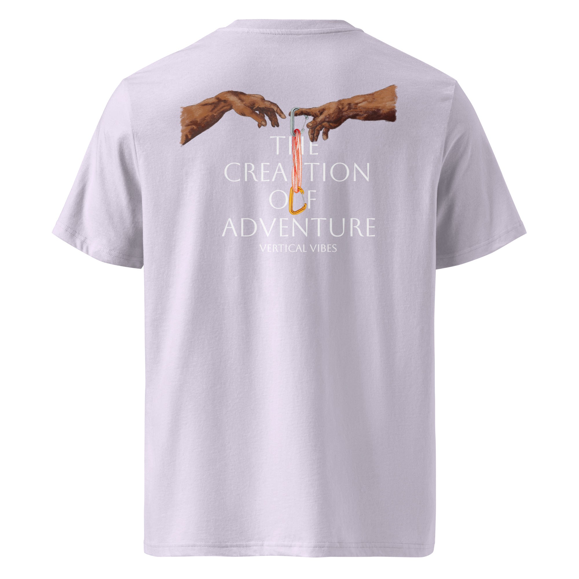 Product mockup lavender t-shirt of the creation of adventure